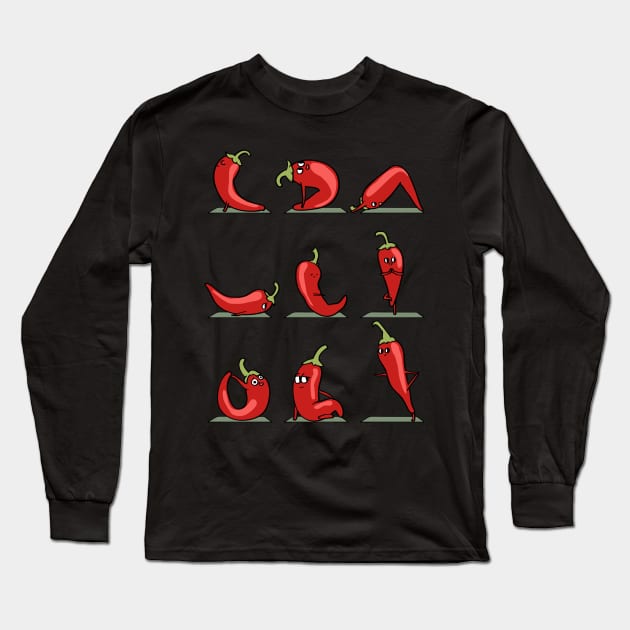 Chilli Pepper Yoga Long Sleeve T-Shirt by huebucket